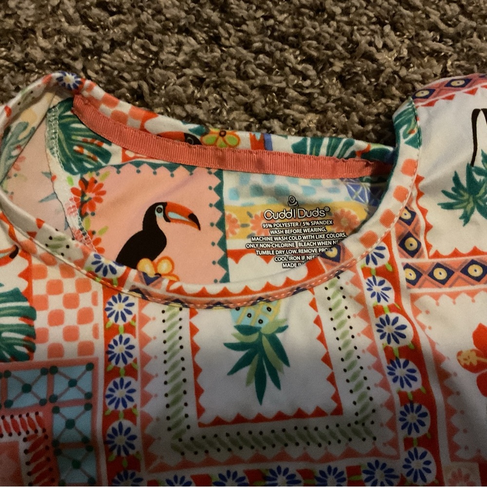 Tropical Patchwork Print Two-Piece Lounge Set - Multicolor XL - Picture 4 of 5